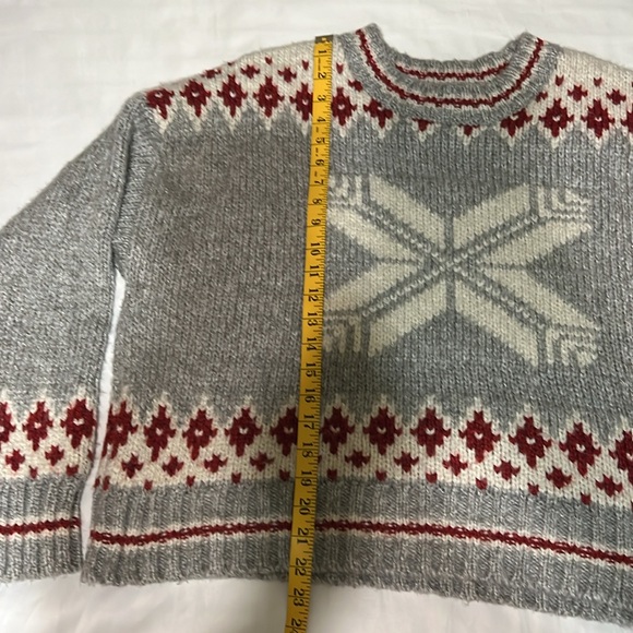 American Eagle Outfitters Fair isle Chunky Knit crop relaxed Sweater Sze L - Picture 11 of 13